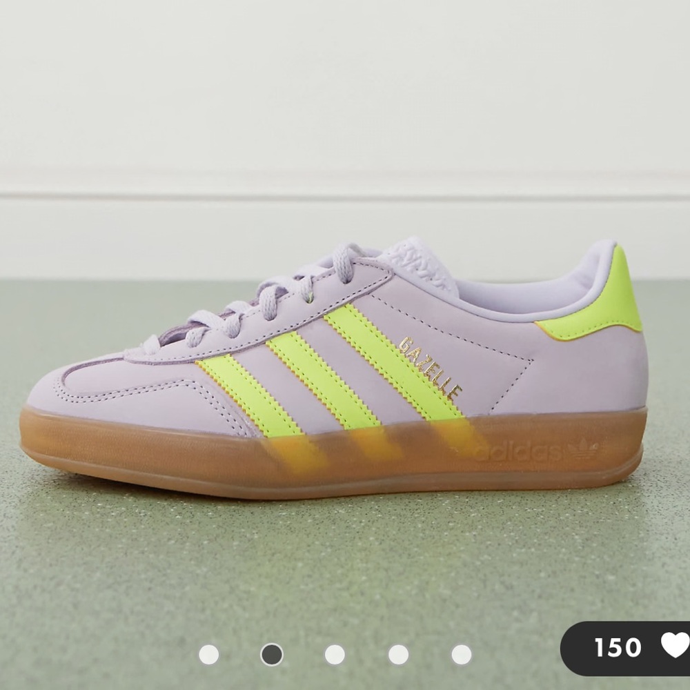adidas Originals Gazelle sneakers in purple and yellow, worn once